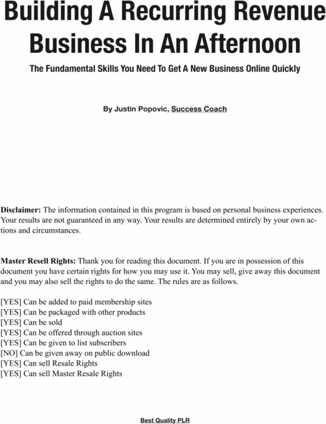 Product picture Create A Recurring Revenue Business-MRR